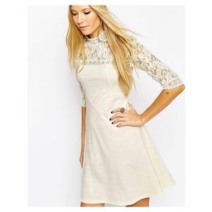 SKATER DRESS W/ PRETTY LACE DETAILS